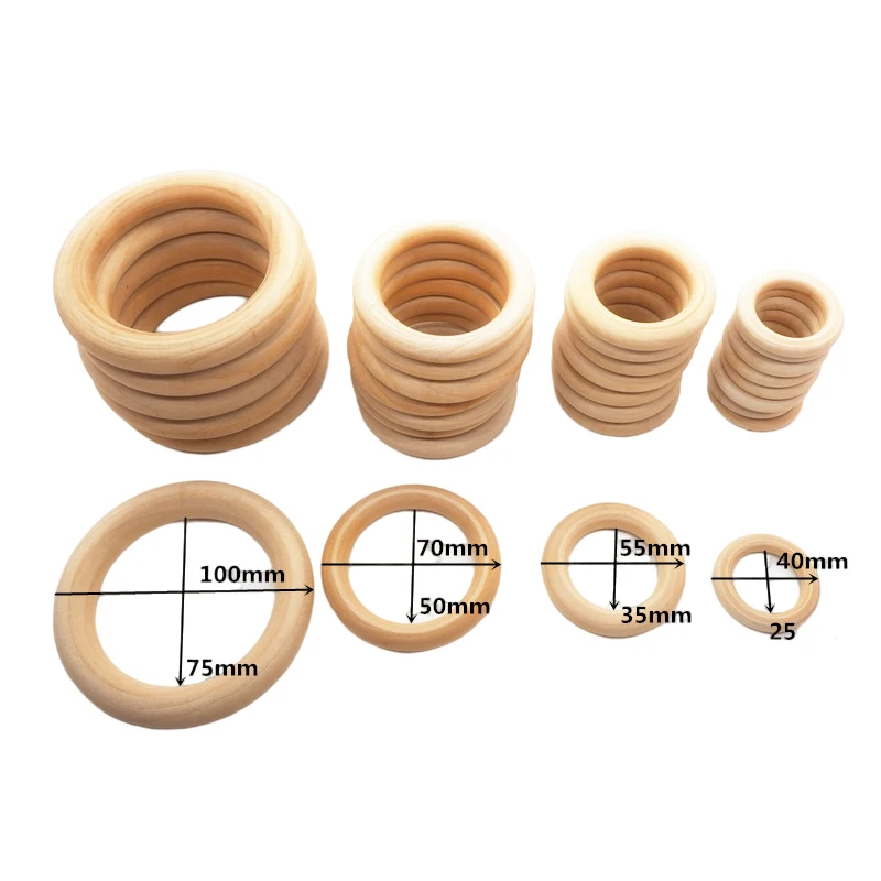 Low Price BPA Free Organic Molars Teether Toy Accessories 55mm Natural Maple Wood Ring For