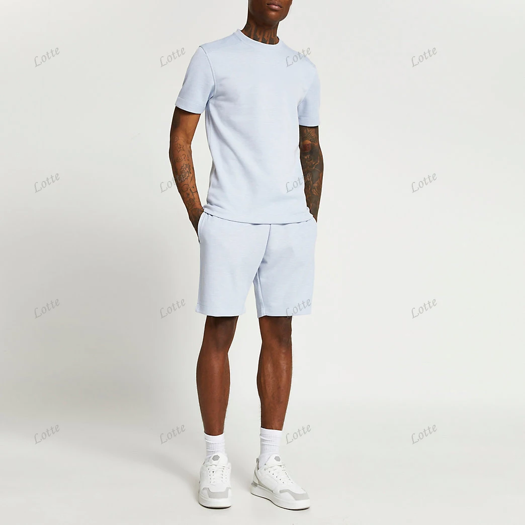 Новый костюм из 2 предметов, Мужская футболка с коротким рукавом, шорты, повседневная спортивная футболка и шорты, комплект