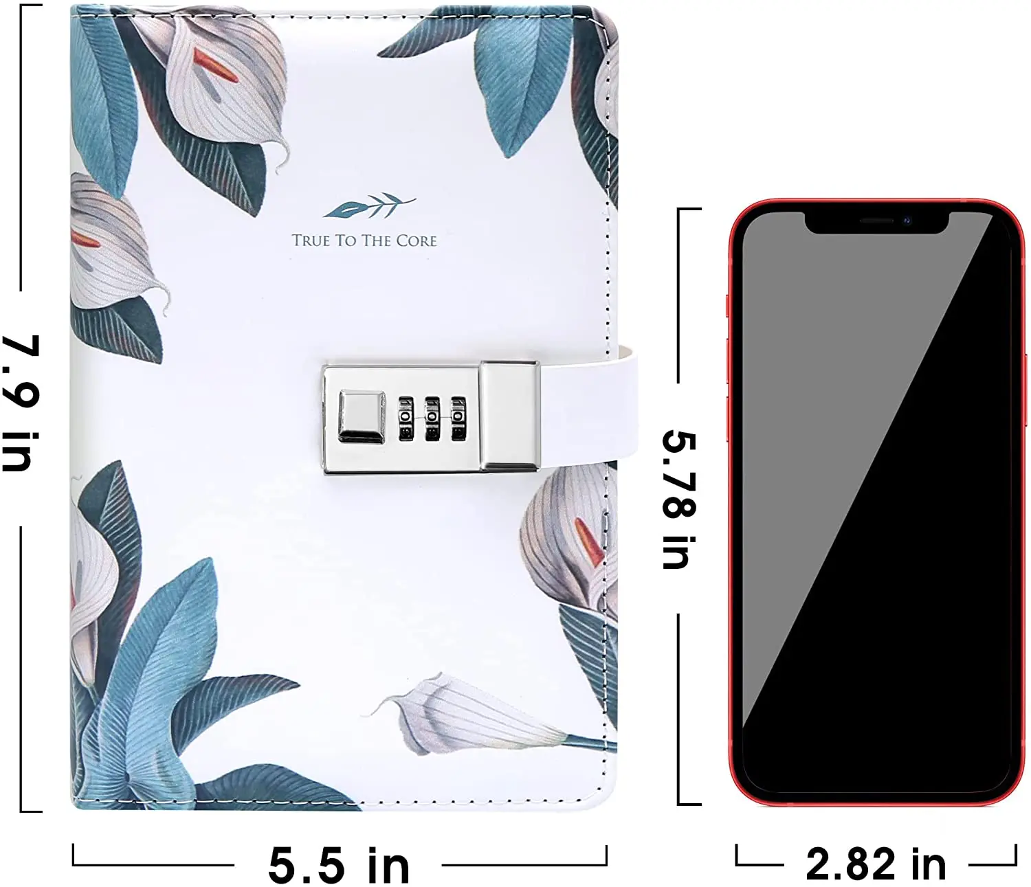 Uptodate Leather Cover A6 Refillable Notebook Journals Budget Planner Daily Diary with Combination Lock