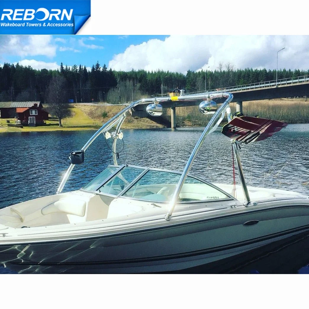Reborn Aluminium Elevate Wakeboard Tower Shining Polished Boat Tower