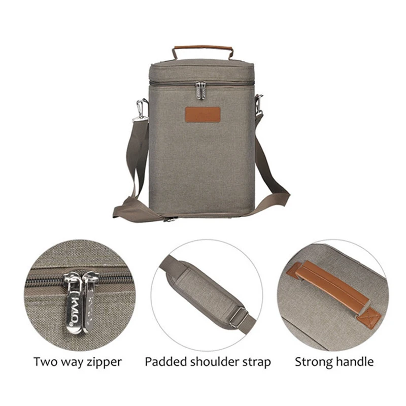 Large Ice Lunch Beer Bottle Cans Picnic Food thermal box custom logo 4 compartment champagne wine Insulated cooler bag