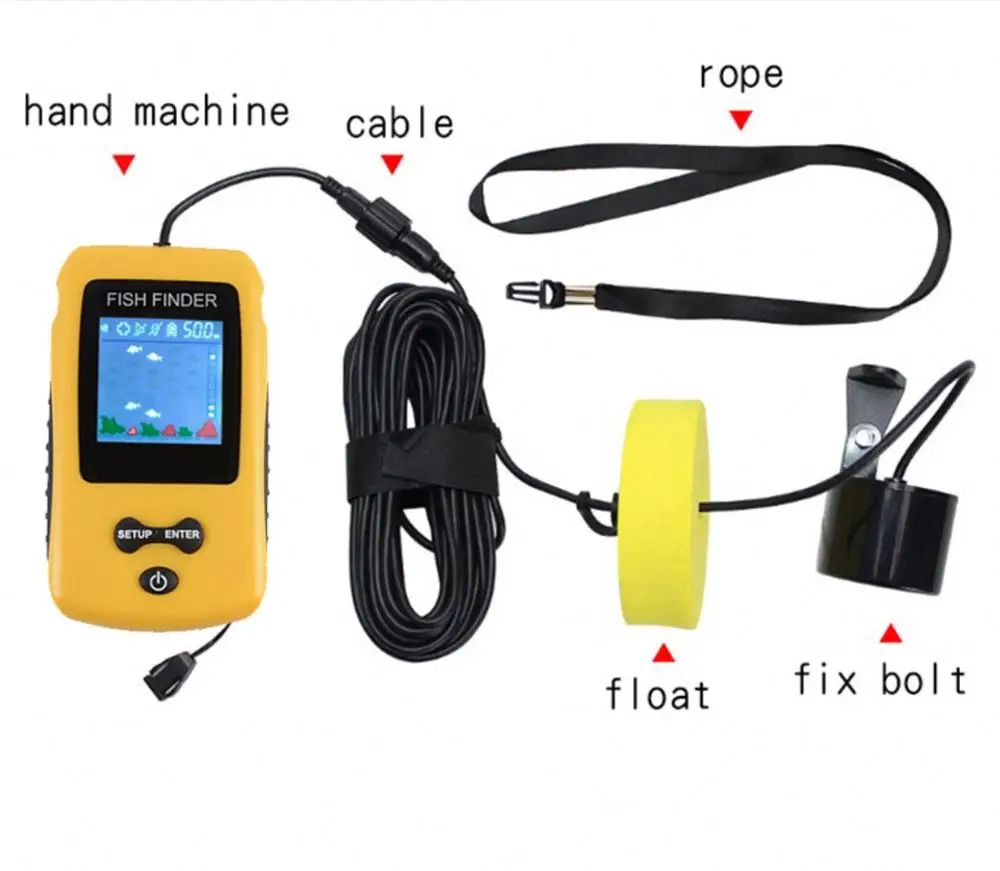 37 Fishing Tools Depth Read 1M Colorful Screen Fishfinder Handheld Echo Sounder Portable LCD Sonar Fish Finder