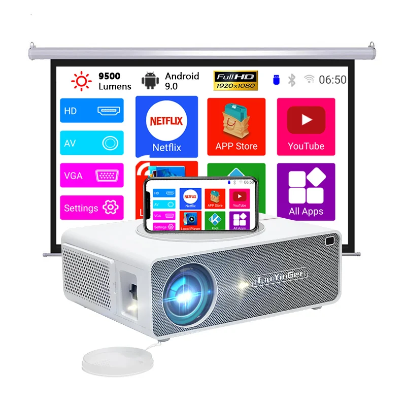 Touyinger Q10  digital projector 9500lumens video projector  android