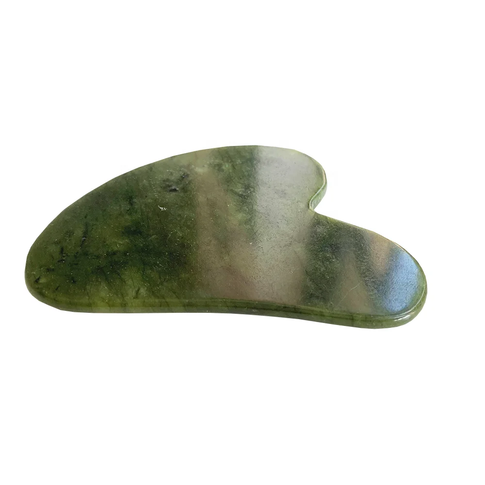 Wholesale face product facial massage guasha heart shape natural xiuyan jade stone