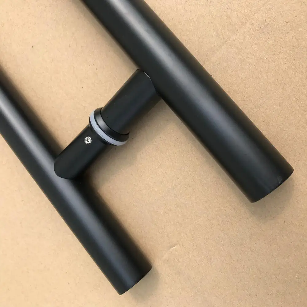 Stainless steel matt black interior H shape glass door pull handle america black