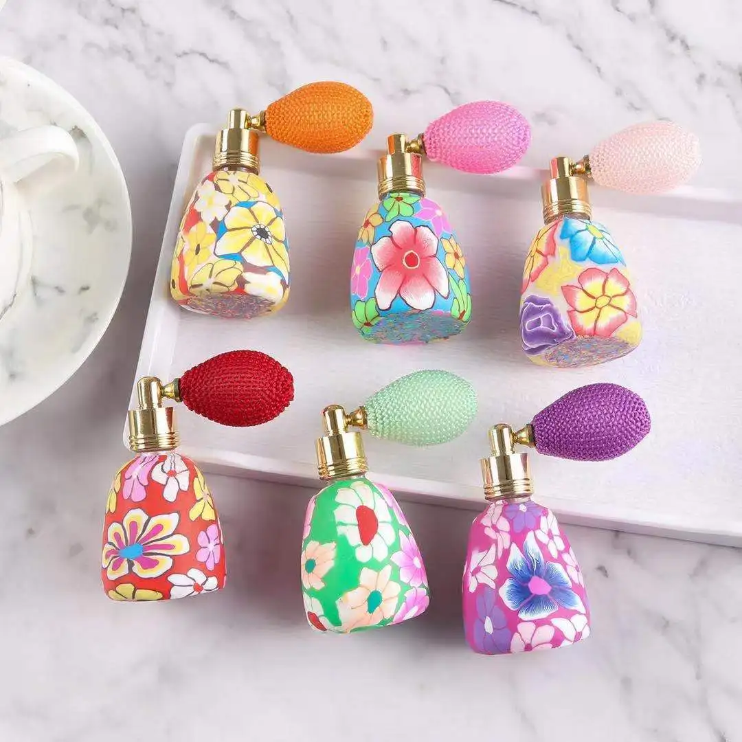 15ml Polymer Clay Perfume Bottles Empty Refillable Bottle Airbag Atomizer Spray Scent Bottle Pump Case Travel Cosmetic Container