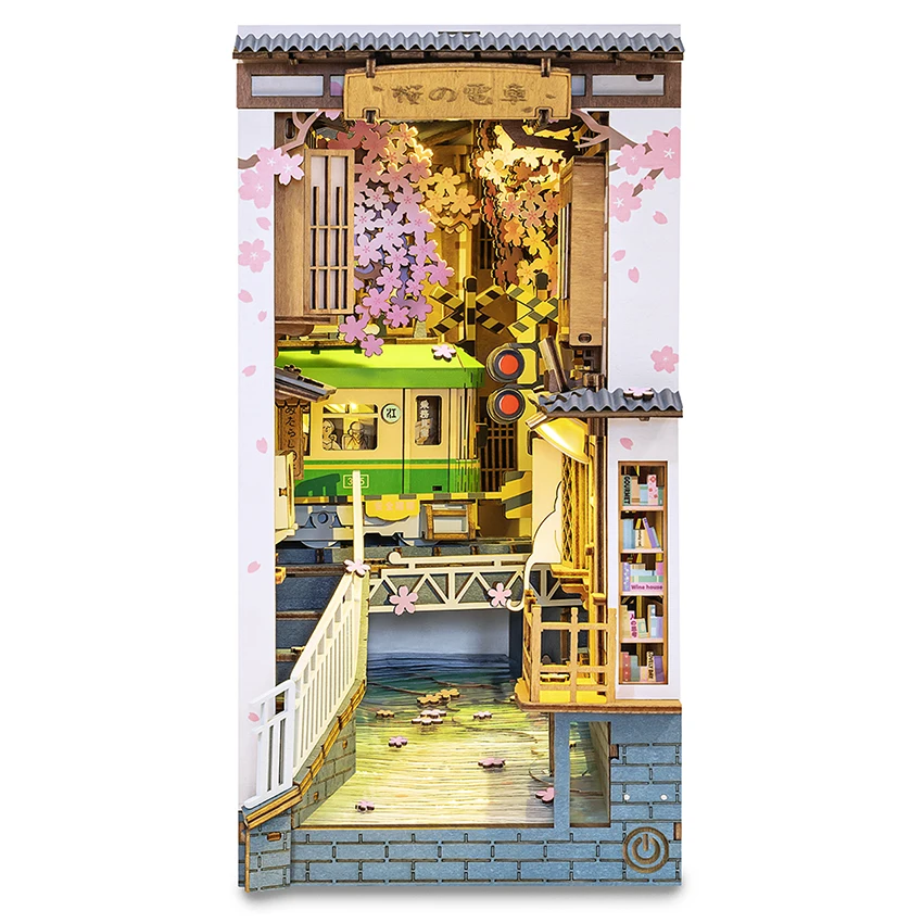 3D деревянная миниатюрная книга «сделай сам» Robotime Rolife TGB01 Sakura Densya сборные игрушки Bookend для прямой поставки