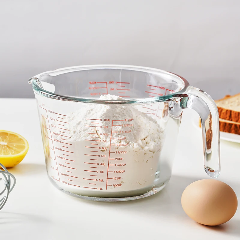 Wholesale 1000ml Kitchen measuring tools tempered Pyrex glass measuring cups glass measuring jug