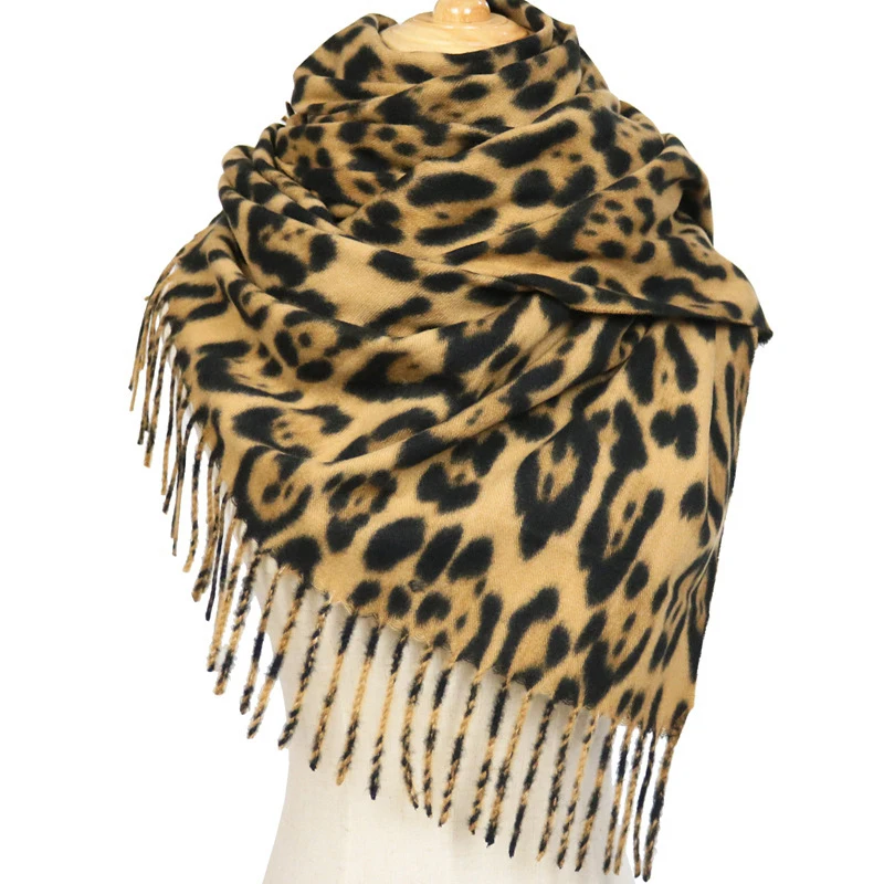 Fashion hot sale soft winter women animal printed leopard acrylic scarf