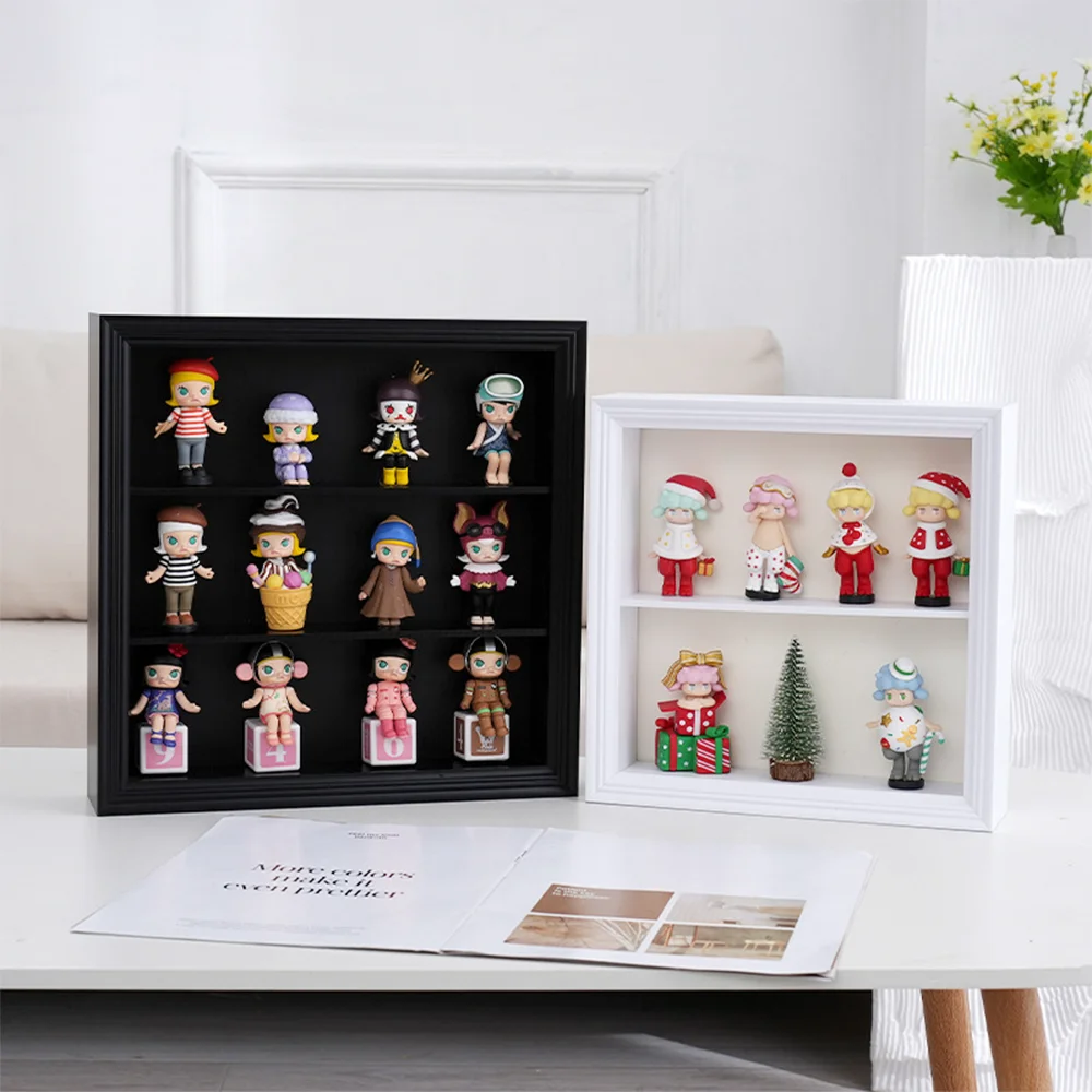 Wholesale wooden shadow box frame toy figurine collection display box