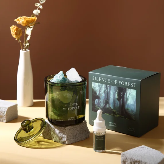 NEWIND New Arrival Home Decor Crystal Stone 10ml Essential Oil 420g Crystal Reed Diffuser with custom logo for Christmas Gift