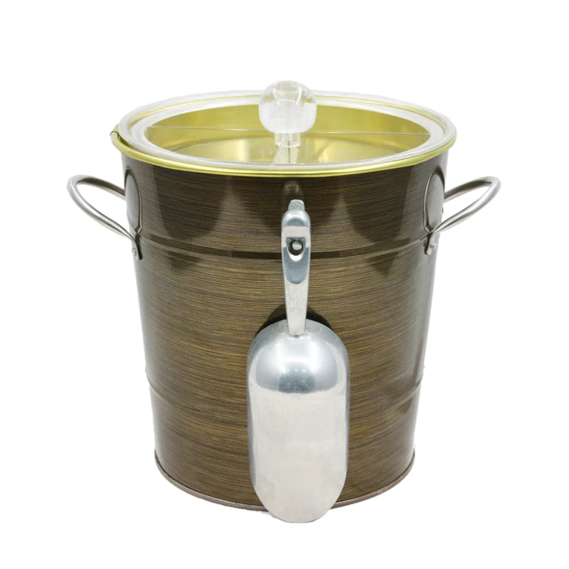 Wholesale Galvanized Metal Beverage Bucket Copper Ice Bucket Vintage With Lid Plastic Inner