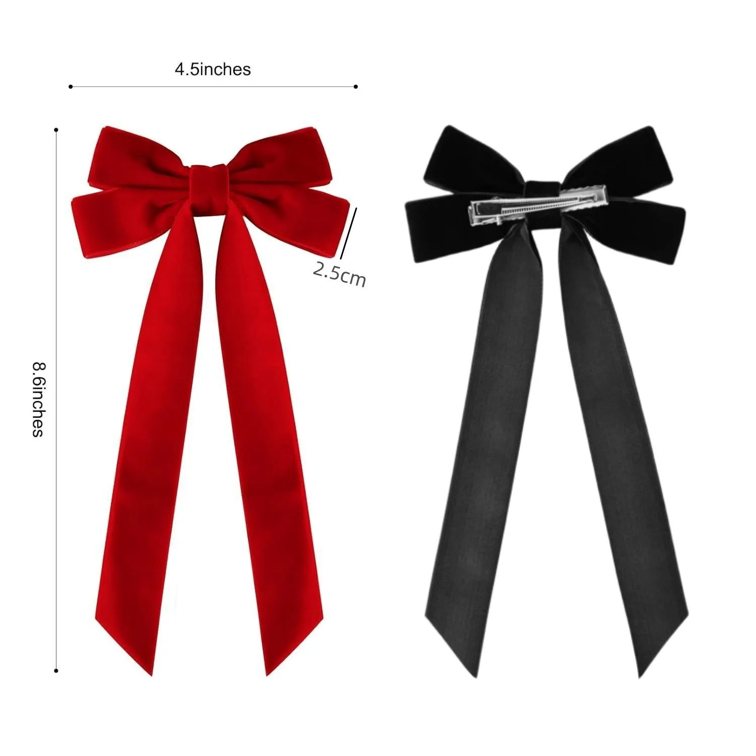 New velvet ribbon hair bow sweet hair bow long tail bowknot bow clip for women hair accessory