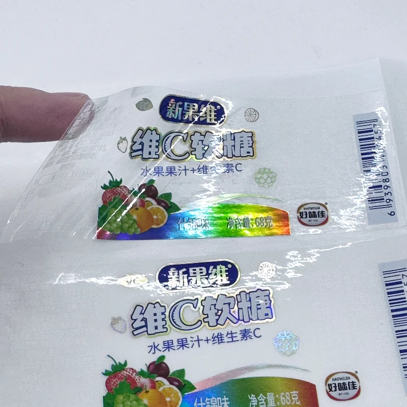 Custom Printed Self Adhesive Logo Clear Sticker Roll Plastic Transparent Vinyl PVC Labels Food Labels