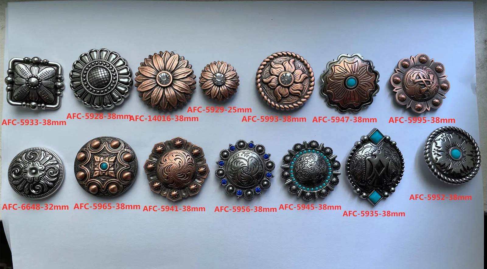Screw back conchos western conchos turquoise bird concho