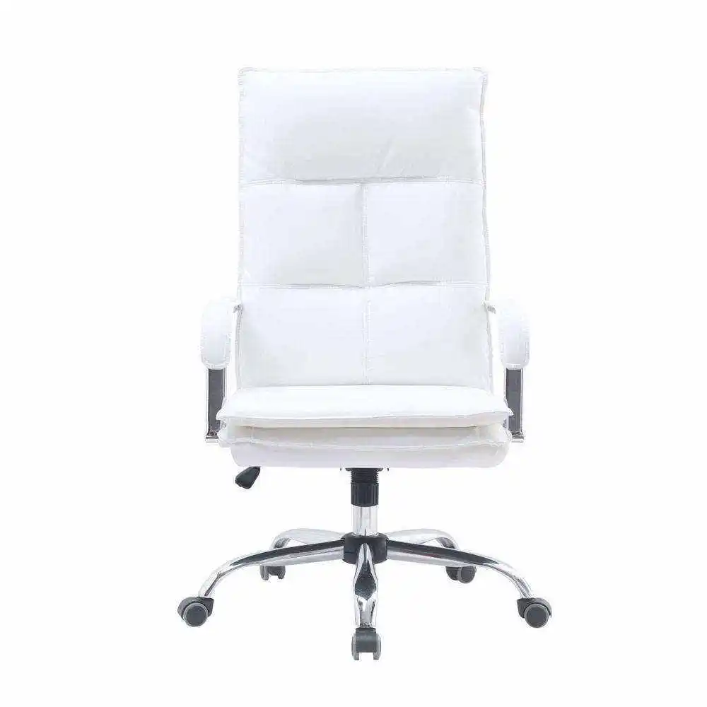 Modern Leather Ergonomic Wholesale Thick Beige Dining Swivel Visitor Office Swivel Arm Chair