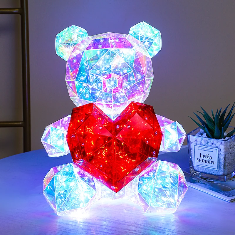 New Product Gift Factory Price Led Lights Luminescent Colorful Glowing Bear Holographic Iridescent Lights Gifts 2023