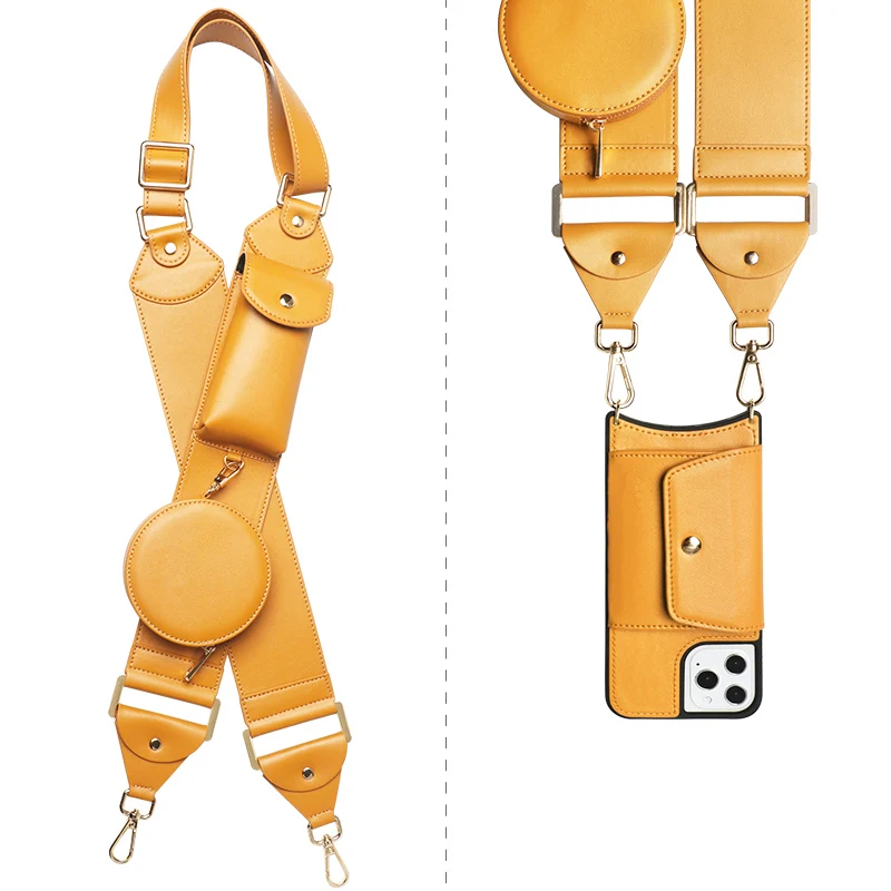 Wholesale Fashion  High Quality Genuine Leather Wallet Phone Case Leather Crossbody Phone Case for iPhone