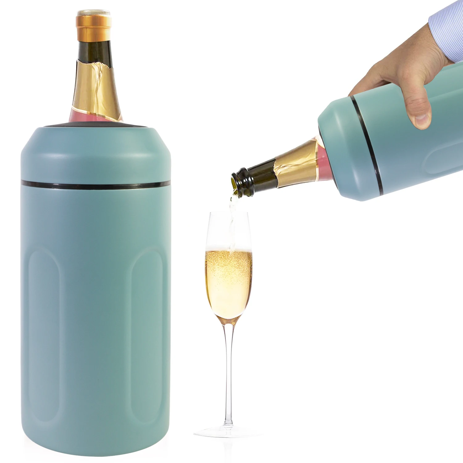 Packshine Luxury Insulated Champagne Bottle Cooler Chiller Iceless Wine Bottle Chiller Champagne Bucket With Wine Seal