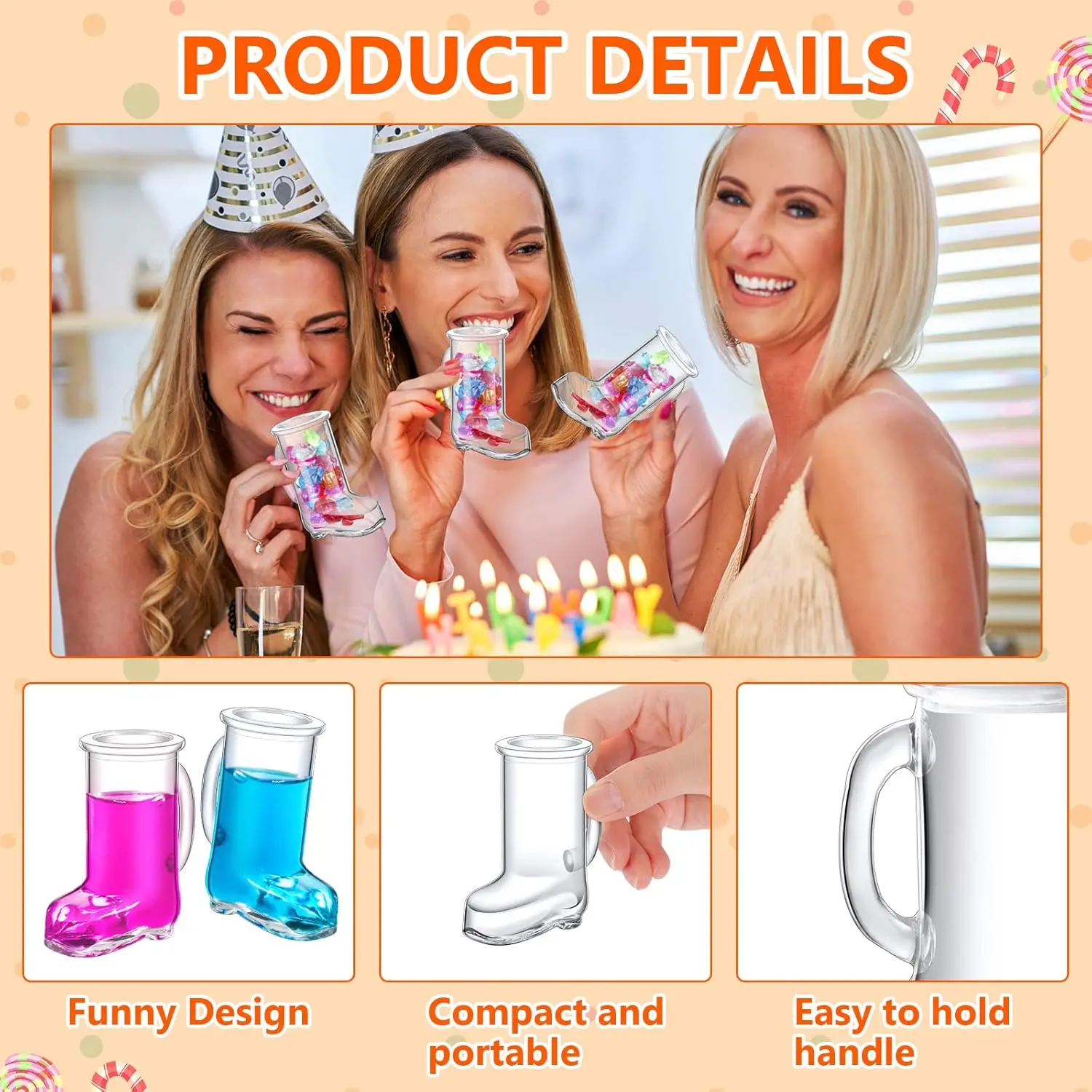 1.7 oz Cowboy Beer Boot Shot Glass Mini Glass Boot Funny Shot Glasses Heavy Base Shoe Drinking Glass with Handle for Party Gift