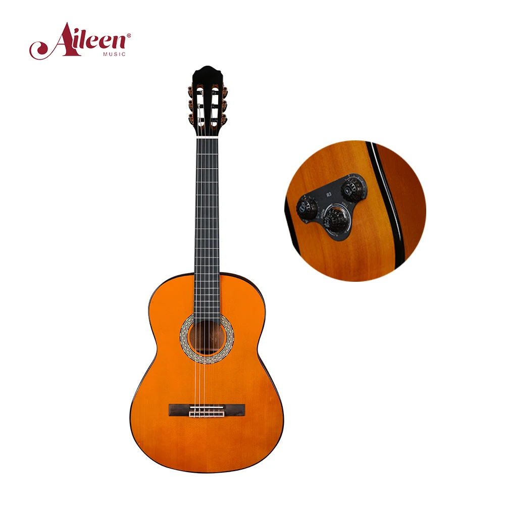 Winzz однотонная электрическая гитара фламенко 39-дюймовая Классическая с круглым концом (WCG190E)