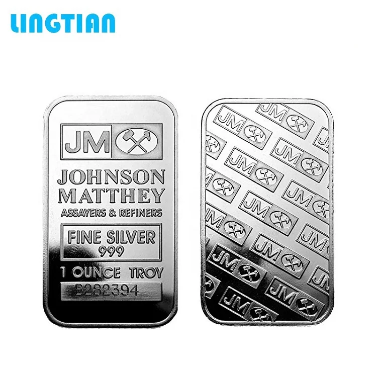UK 1 Ounce Troy Silver Plated Collectibles Coin 1 OZ Find Clad 9999 JM Johnson Matthey American Silver Bullion Bars