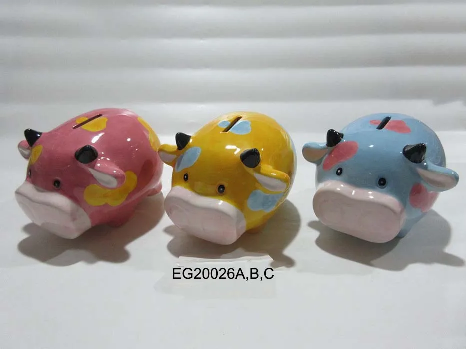 High quality Ceramic handmade crafts porcelain piggy bank for Children