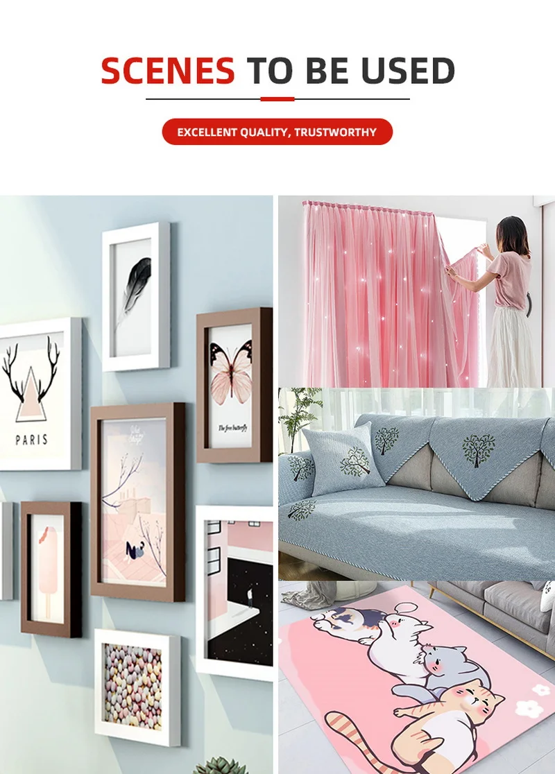 Strong Adhesive Hook And Loop Sheet Curtains and Door Panel Fastening Tape Sided Velcroes Strips Heavy Duty Backed Magic Tape