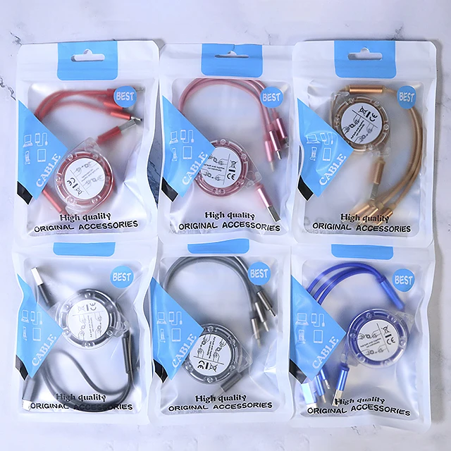  Free Shipping Top1 UUTEK RSZ3 hot sales 3 in 1 usb cable for phone charger retractable