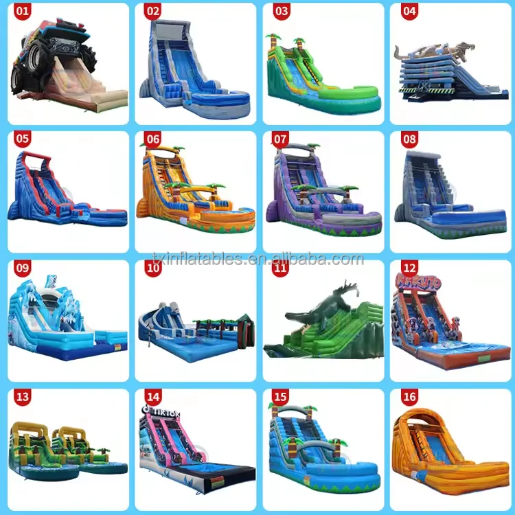 China factory commercial inflatable water slide with pool outdoor marble blue palm tree inflatable water slide combo for rental