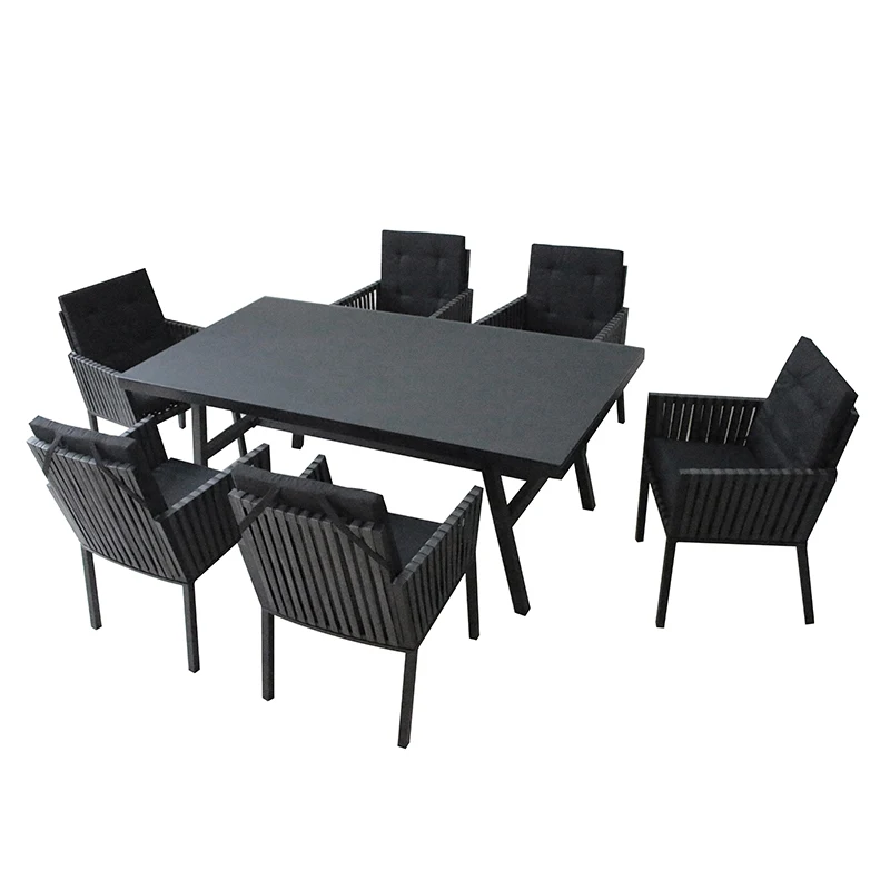 Новинка 2022, роскошный уличный садовый обеденный стол с алюминиевой рамкой в европейском стиле и стулья, мебель из ротанга