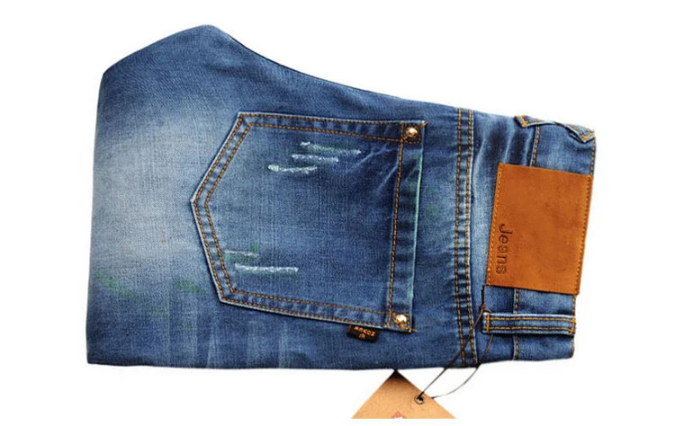 
New Design Wholesale Perforated Casual Versatile Skinny Ripped Straight Leg Classic Blue Jeans Male Denim Pants Men Trousers 