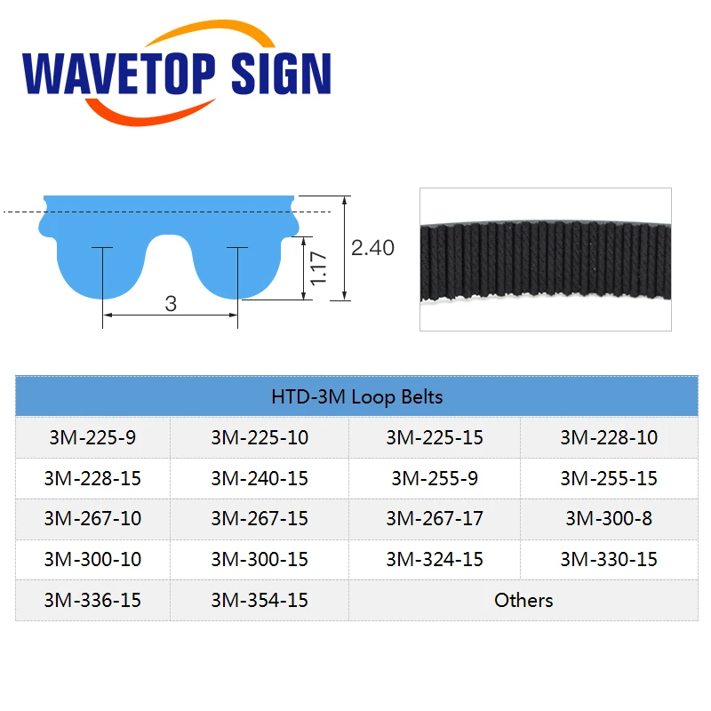  Ремень ГРМ WaveTopSign HTD3M с замкнутой петлей ремни трансмиссии периметр 225 228 255 267 300 324 330 354