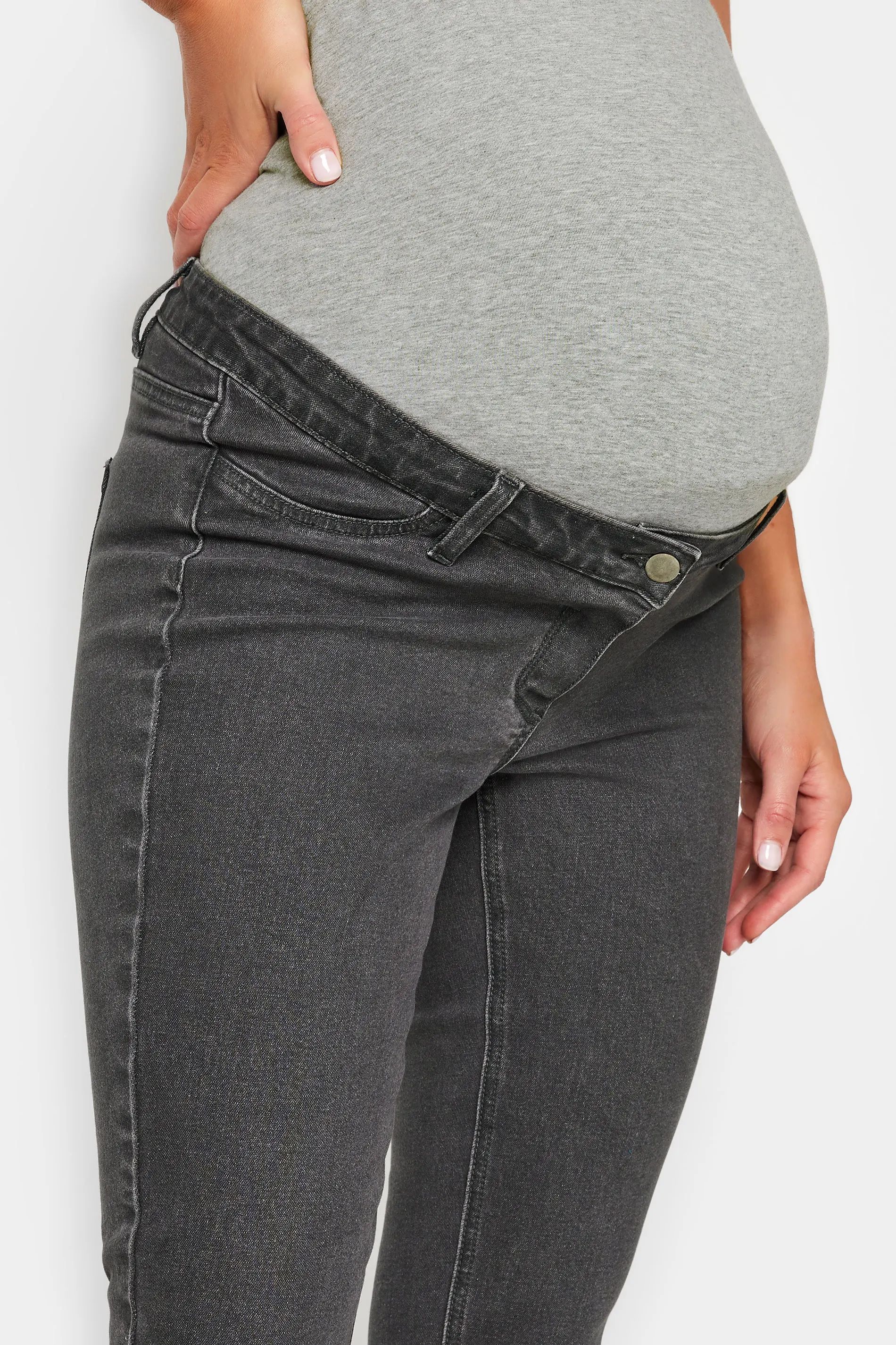 Jersey Waist Band Washed Maternity Jeans
