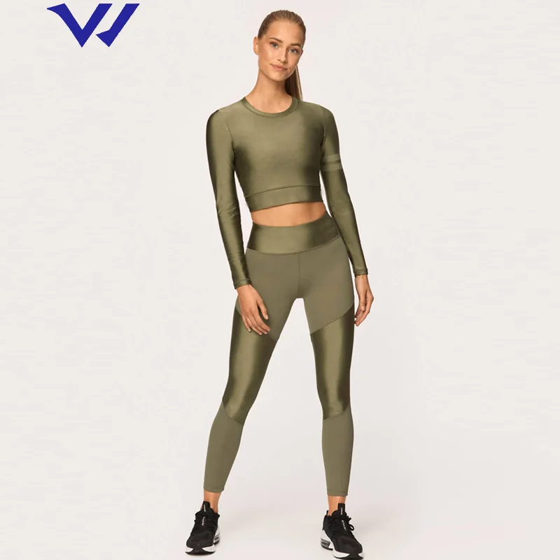 
2021 New arrival long sleeve breathable squat proof butt scrunch 2 piece yoga sets fitness women 