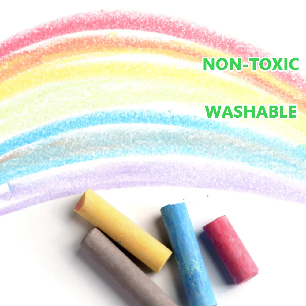 Kids Giant Box Non-toxic Jumbo Colored Washable Sidewalk Chalk 126 Pack Sidewalk Chalk