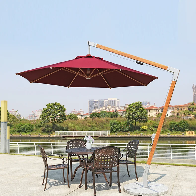 Outdoor wood like aluminum pole beach umbrella garden umbrella parasol patio umbrella
