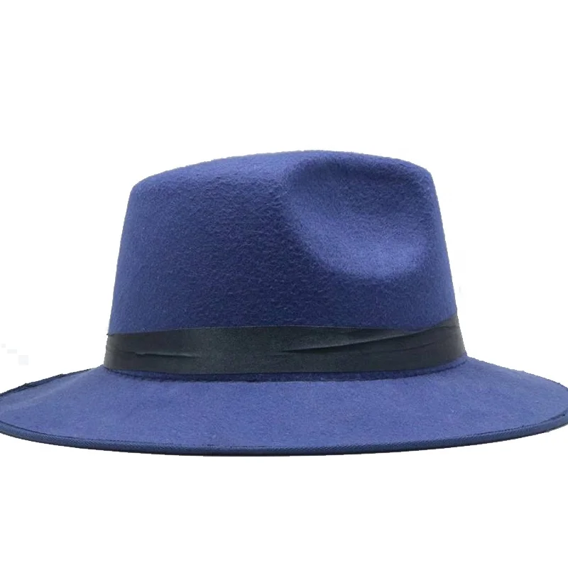 Vintage Women Men Wool Felt Trilby Fedora Hats Gentleman Wide Brim Elegant For Lady Winter Jazz Caps