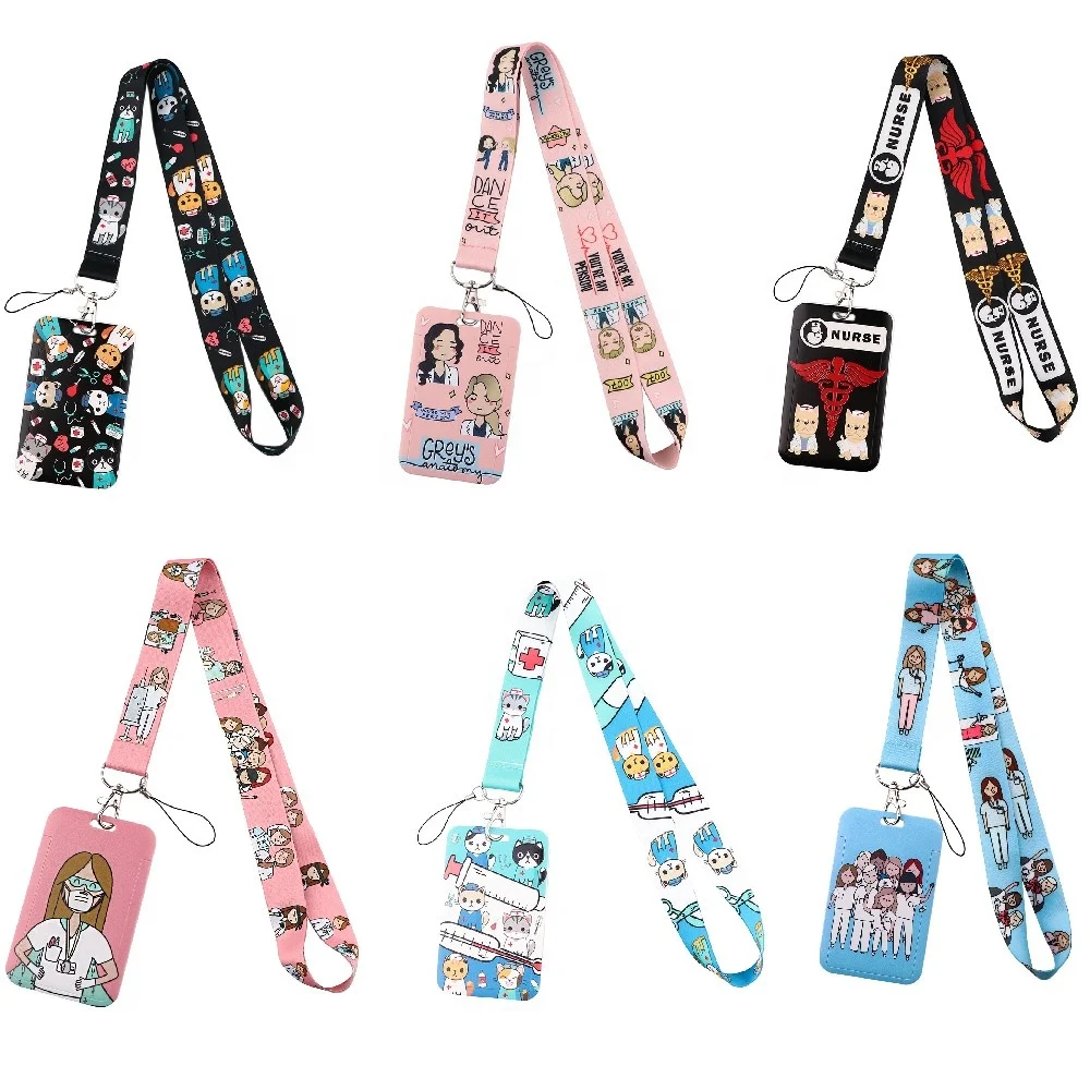 Hot Sale Medical Health Retractable Badge Holder Reel Lanyard ID Badge Holder with Lanyard for Teachers Students