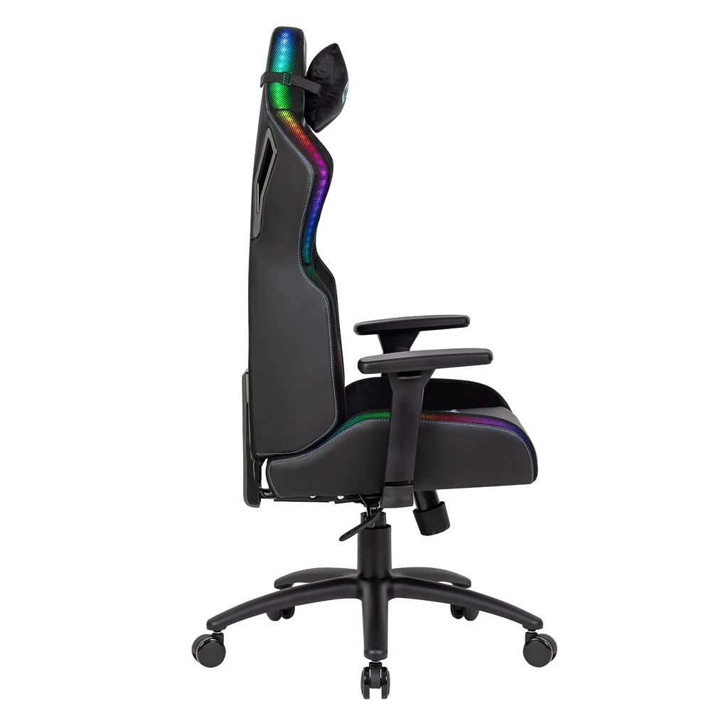 Wholesale custom premium multi functional black leather adjustable swivel reclining rgb silla gamer gaming chair with led light