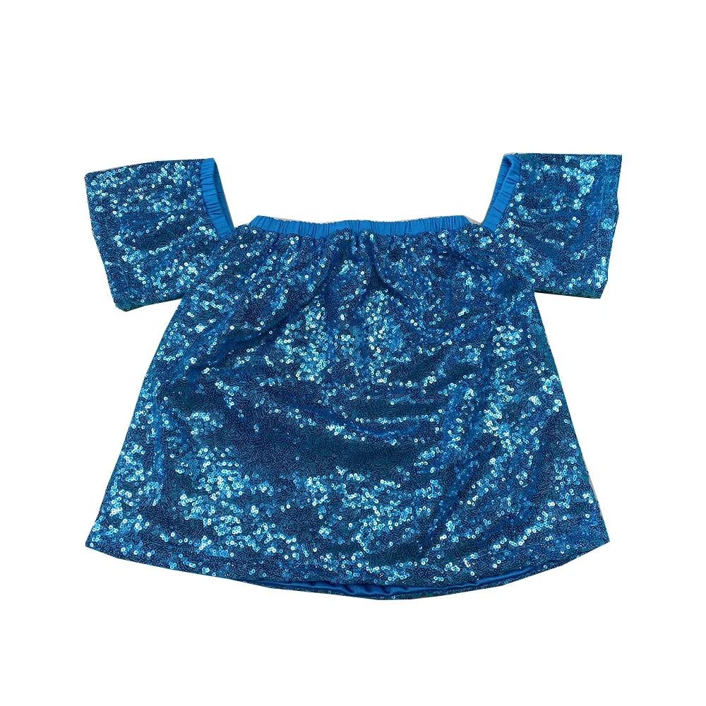 
Factory Customize Order Spring Summer Girls Off the shoulder blouse sequin shirt tops 