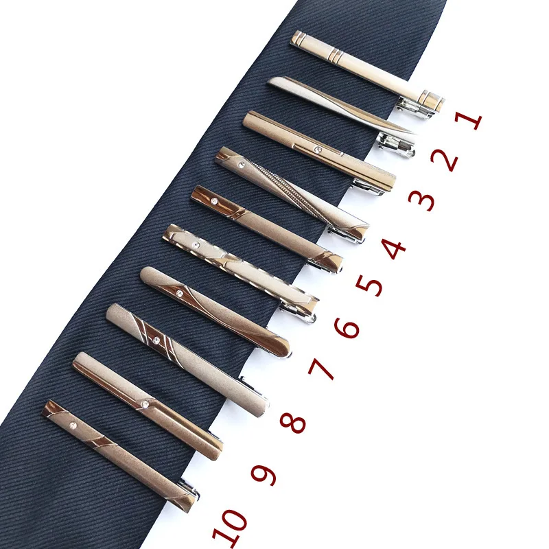 High Quality Fashion Men Tie Clips New Design Crystal Wedding Tie Clip Luxury Design Exquisite Pattern Tie Clips