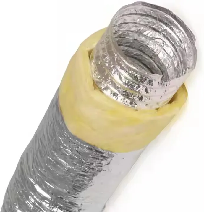 Glass Fiber Cloth Insulation Duct Ventil Flexible HVAC System Air Conditioning Aluminum Foil Fiberglass Insulated Pipe