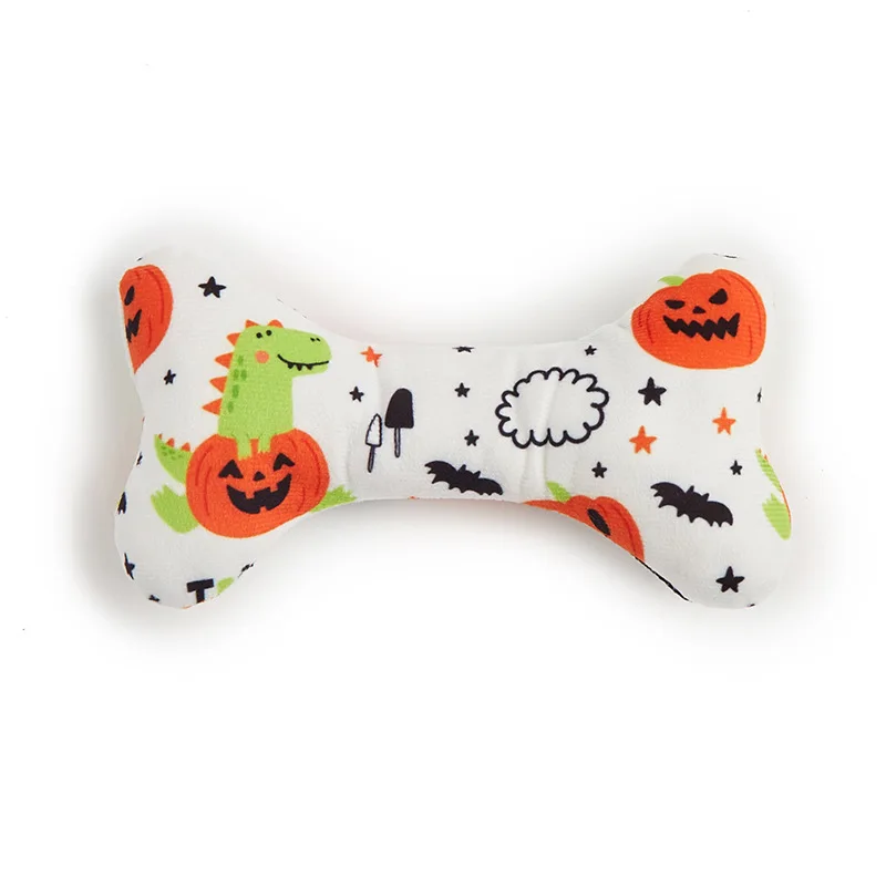 2024 New 8pcs One Pack Hot Sale Pet Halloween Birthday Party Sounding Plush Bone Shaped Dog Toys