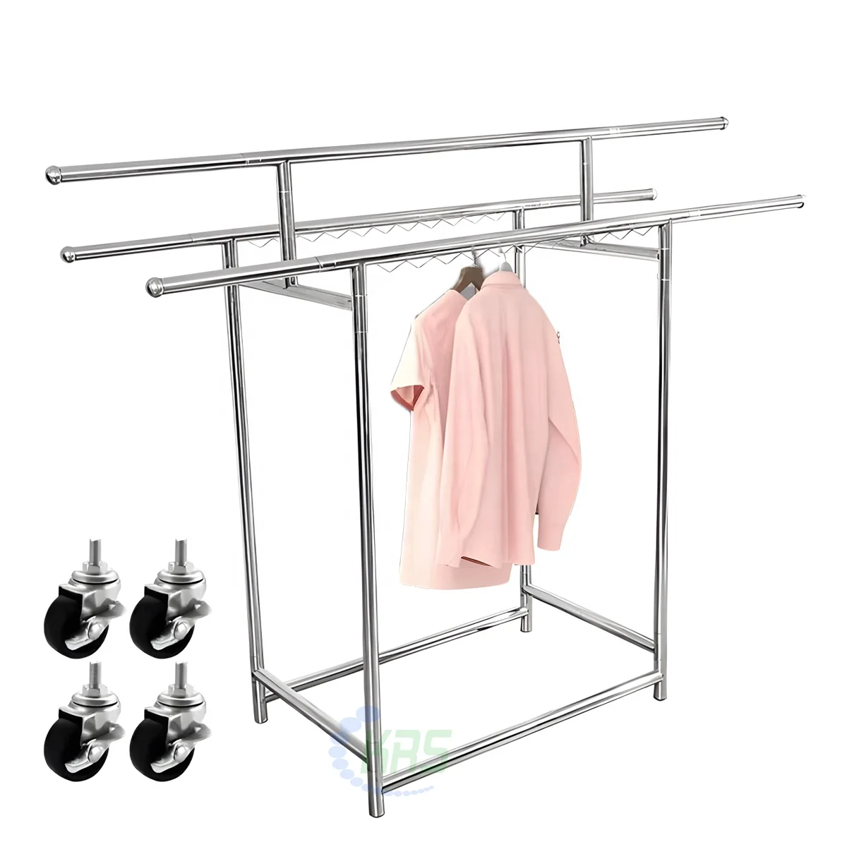 Wholesale karisin Coat Rack stainless Steel Clothes Garment Rack Adjustable foldable pipe Clothing towel rack With Shelf