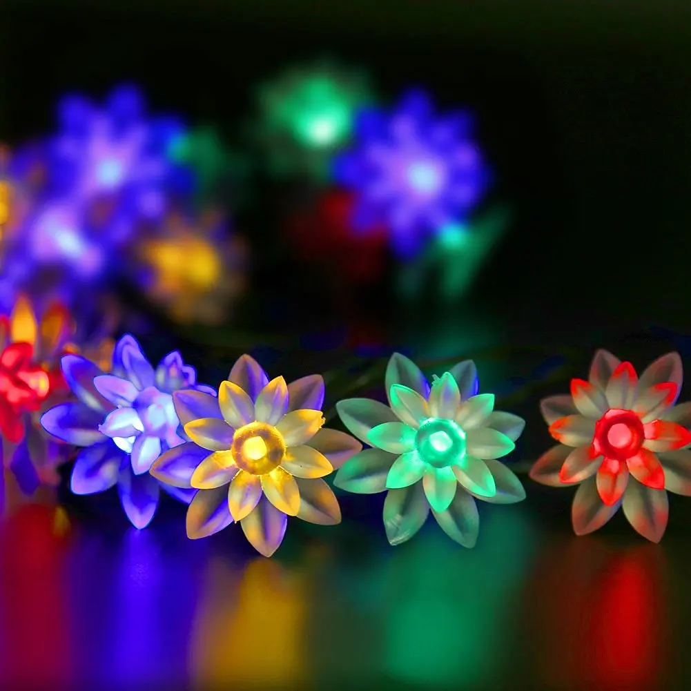 Lotus Flower IP65 Solar Lights Outdoor String Solar Led Christmas Lights