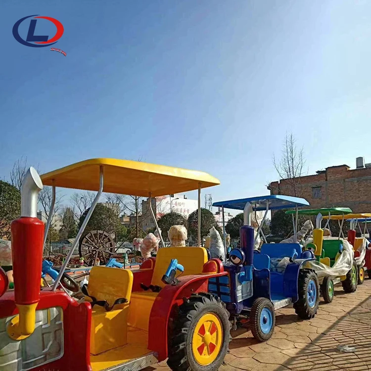 Amusement Park Rides Equipment Funfair Train Playground Carnival Track Train Rides Happy Farm for sale