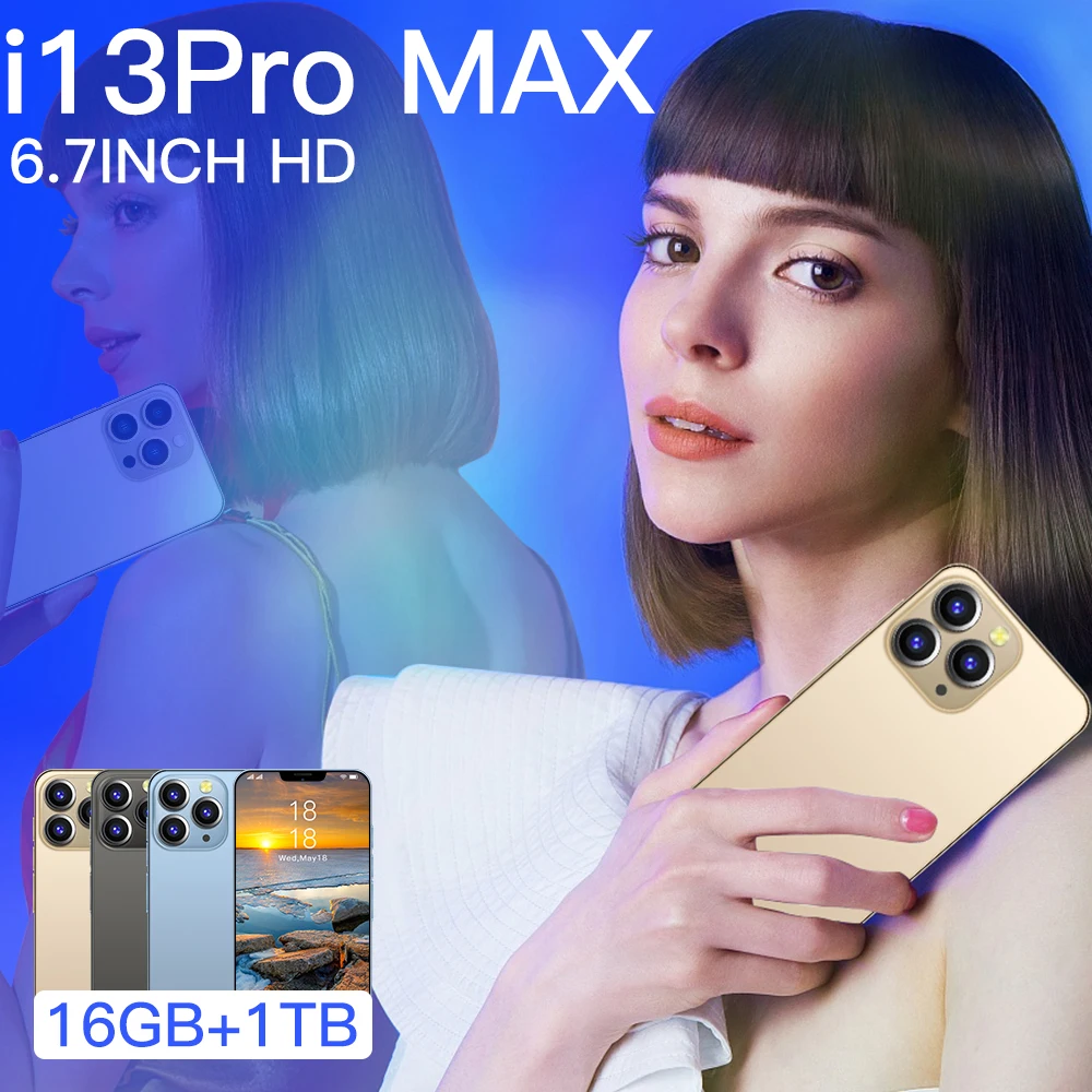 New Cheap High Quality  i13Pro Max  5G smartphone 16GB+1TB  Android  Global version mobile phone