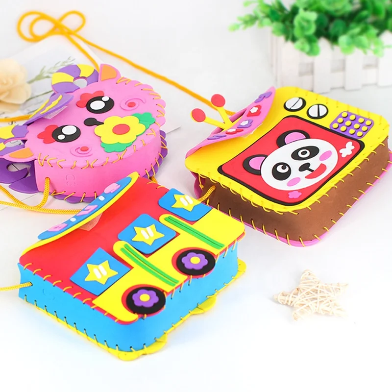 Eva Foam Sewing Bags Children DIY Handmade Craft Kids Sewing Kit Children Diy Hand-stitched Handbag