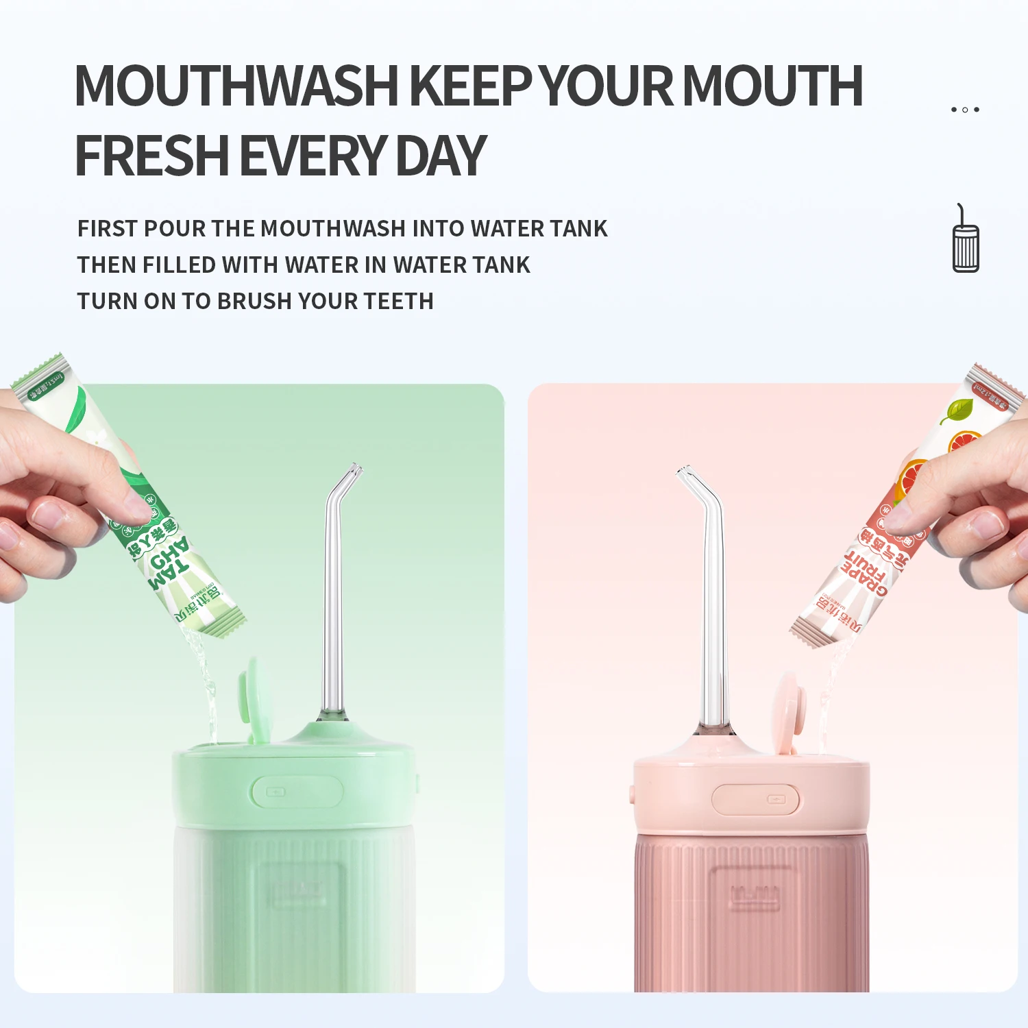 Портативный ирригатор для полости рта с 4 насадками